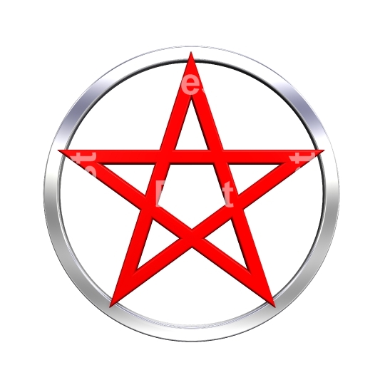 Red pentagram isolated on white.