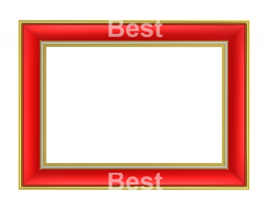 Red picture frame isolated on white background