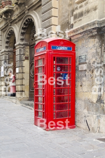 Red vintage phone cabine