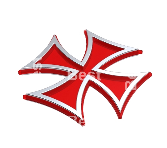 Red with silver frame choppers cross isolated on white. 