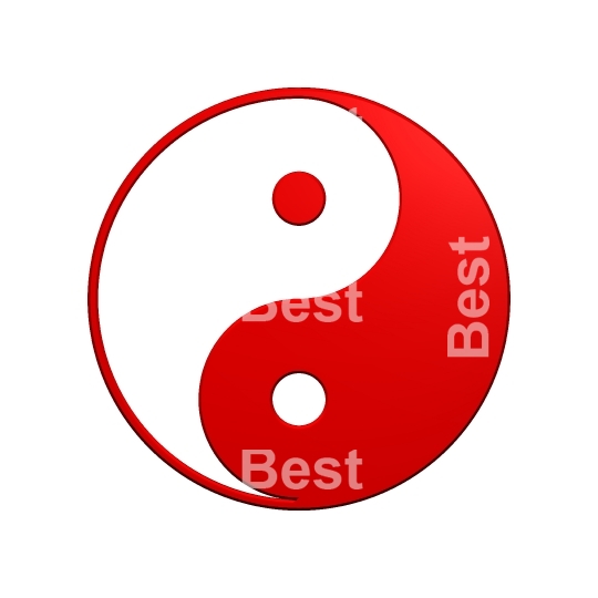 Red Yin-Yang, symbol of harmony. 