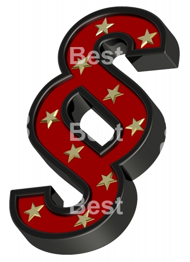 Red-black paragraph sign with stars isolated on white