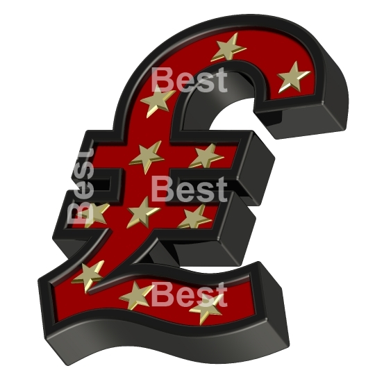 Red-black Pound sign with stars isolated on white