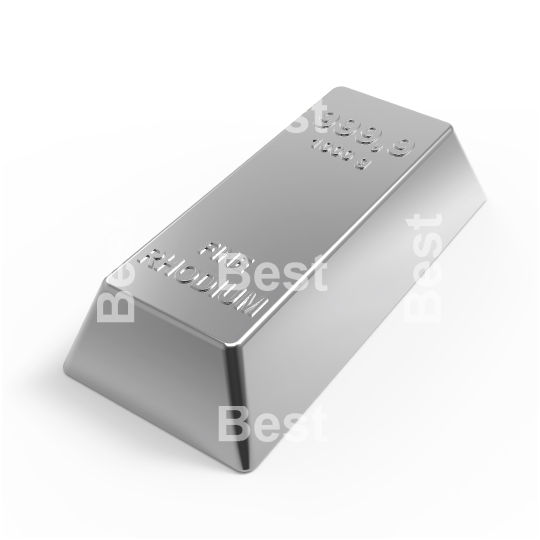 Rhodium ingot isolated on white