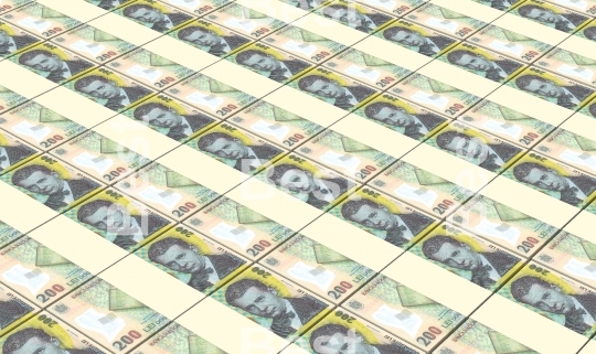 Romanian currency stacks background