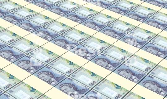 Romanian currency stacks background