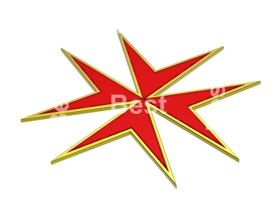 Ruby maltese cross isolated on white. 