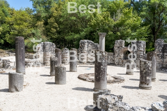 Ruins of the Baptistery in Butrint, Albania.