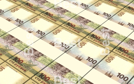 Russian money bills stacked background