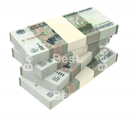 Russian money isolated on white background. 