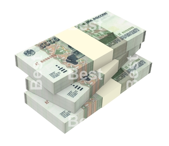 Russian money isolated on white background. 