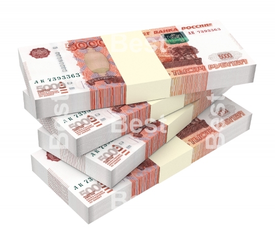 Russian money isolated on white background. 