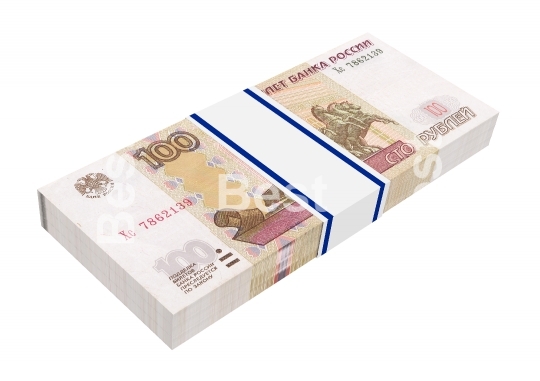 Russian money isolated on white background.