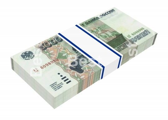 Russian money isolated on white background.