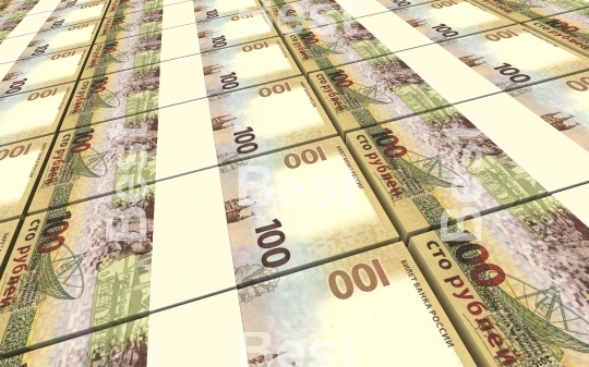 Russian ruble bills stacks background