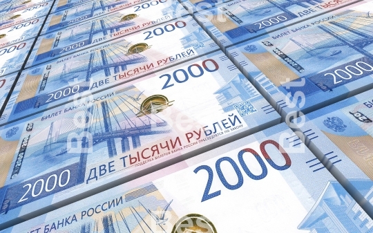 Russian ruble bills stacks background