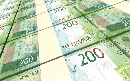 Russian ruble bills stacks background