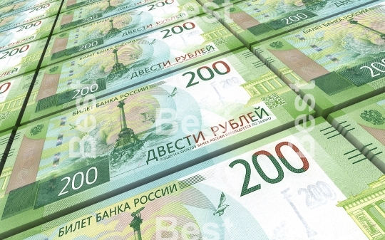 Russian ruble bills stacks background