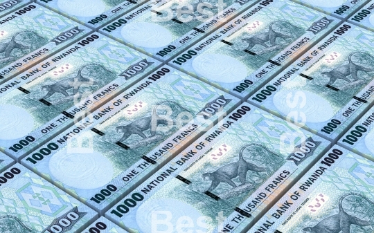 Rwandan francs bills stacked background