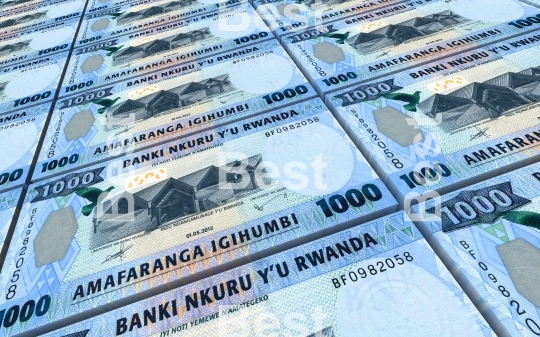 Rwandan francs bills stacked background