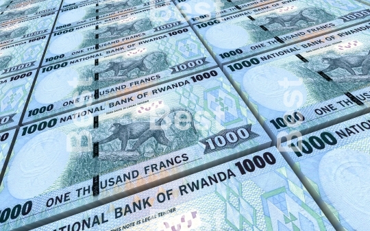 Rwandan francs bills stacked background
