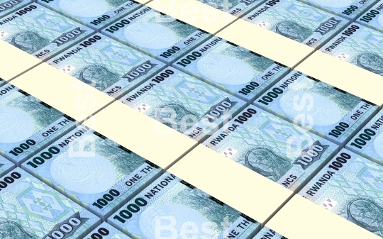 Rwandan francs bills stacked background