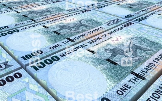 Rwandan francs bills stacked background