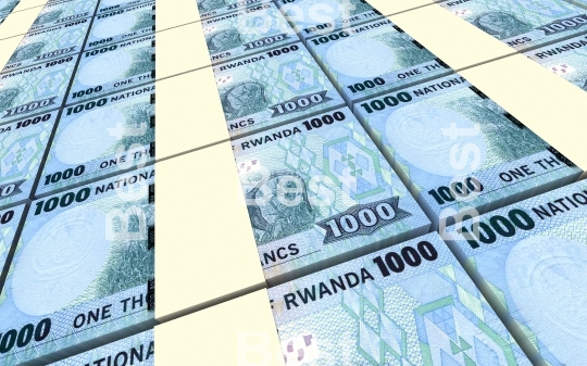 Rwandan francs bills stacked background