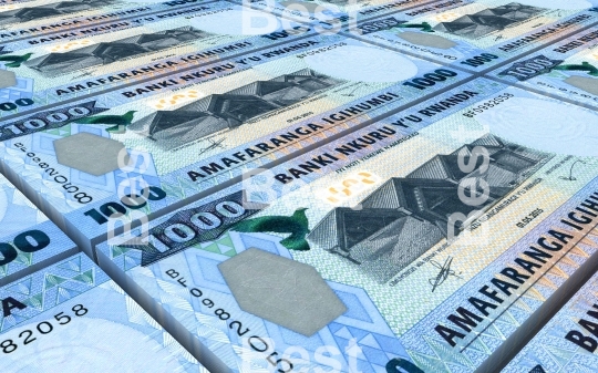 Rwandan francs bills stacked background