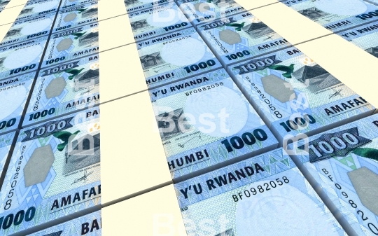 Rwandan francs bills stacked background
