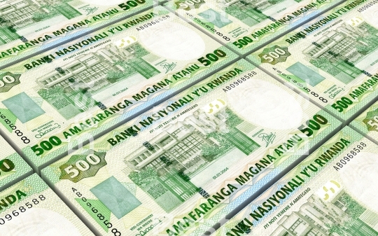 Rwandan francs bills stacked background