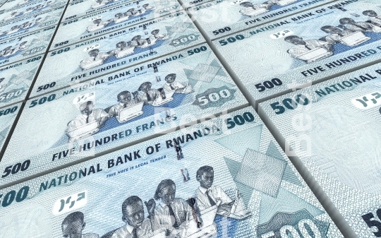 Rwandan francs bills stacked background