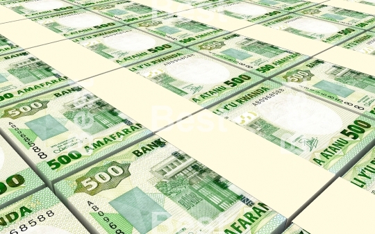Rwandan francs bills stacked background