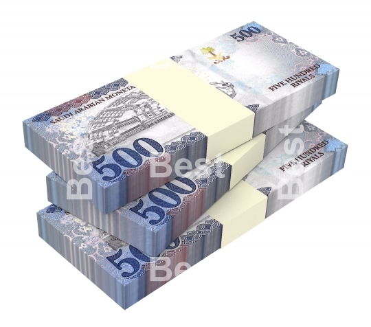 Saudi Arabia rials bills isolated on white background