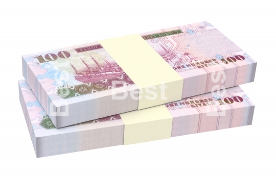 Saudi Arabia rials bills isolated on white background