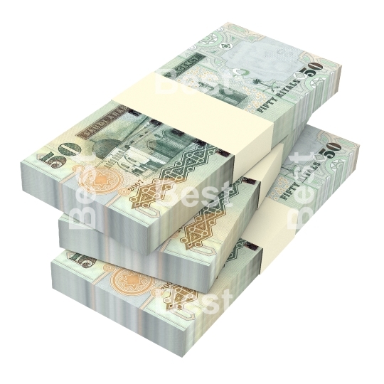 Saudi Arabia rials bills isolated on white background