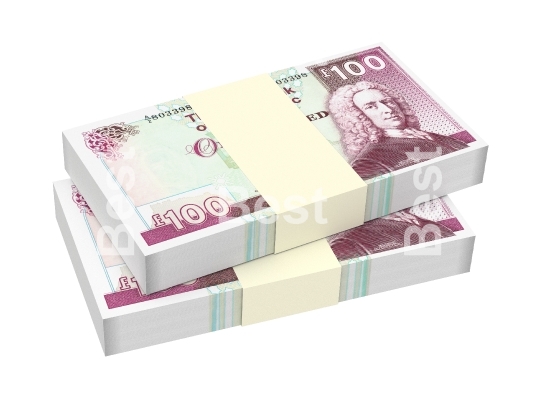 Scotland pound bills isolated on white background