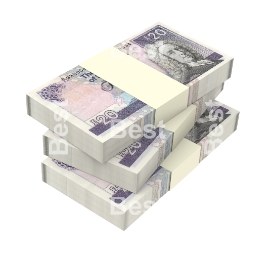 Scotland pound bills isolated on white background