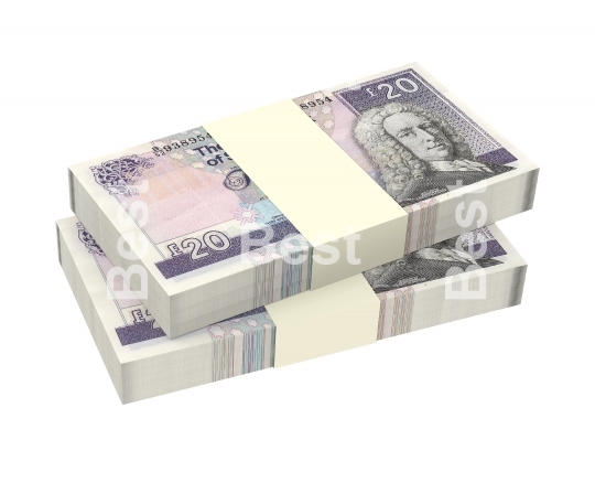 Scotland pound bills isolated on white background