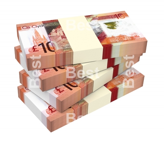 Scotland pound bills isolated on white with clipping path