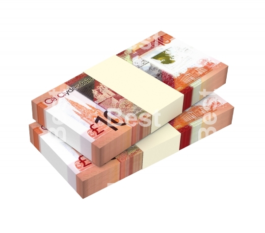 Scotland pound bills isolated on white with clipping path