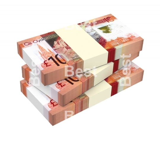 Scotland pound bills isolated on white with clipping path