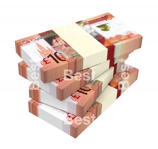 Scotland pound bills isolated on white with clipping path