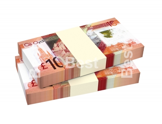 Scotland pound bills isolated on white with clipping path