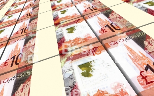 Scotland pound bills stacked background