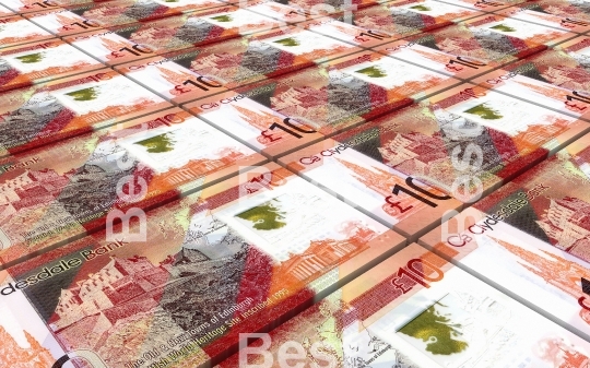 Scotland pound bills stacked background