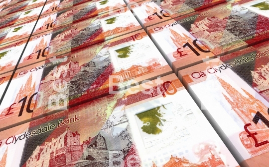 Scotland pound bills stacked background