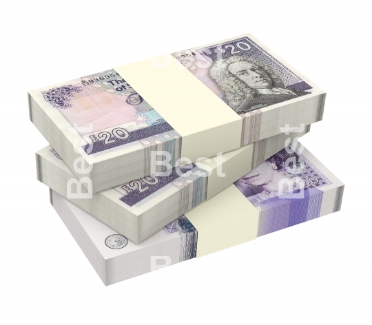 Scottish and British money isolated on white background