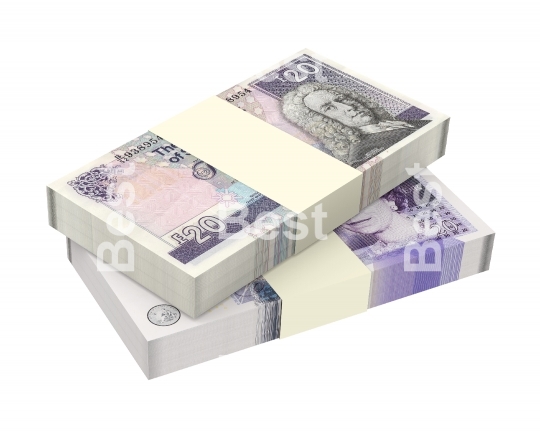 Scottish and British money isolated on white background