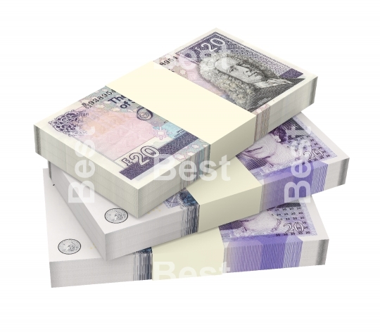 Scottish and British money isolated on white background